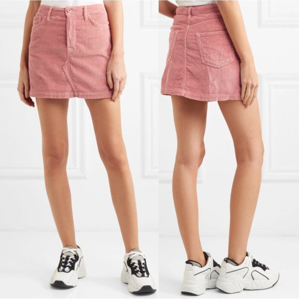 Grlfrnd Zamira Pink Corduroy Mini Skirt